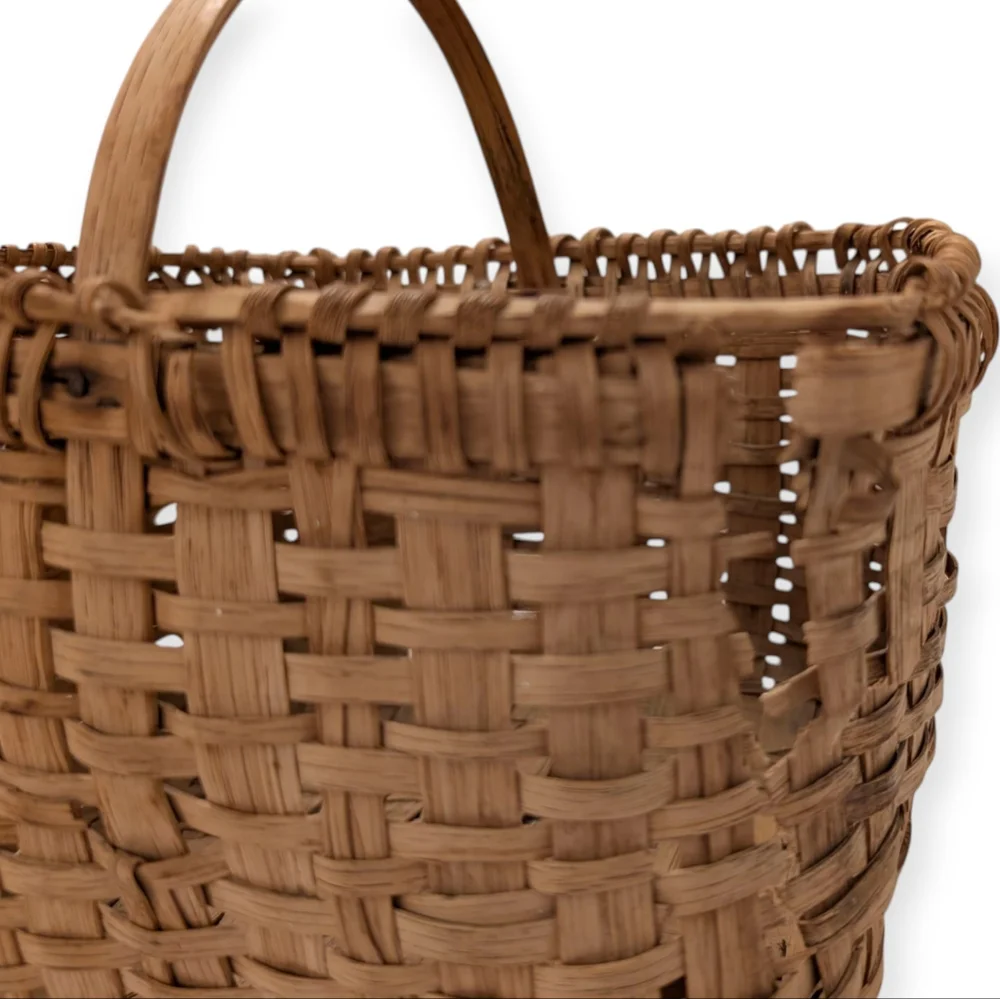 ANTIQUE Woven Americana Basket Farmhouse Storage Vintage 1920
